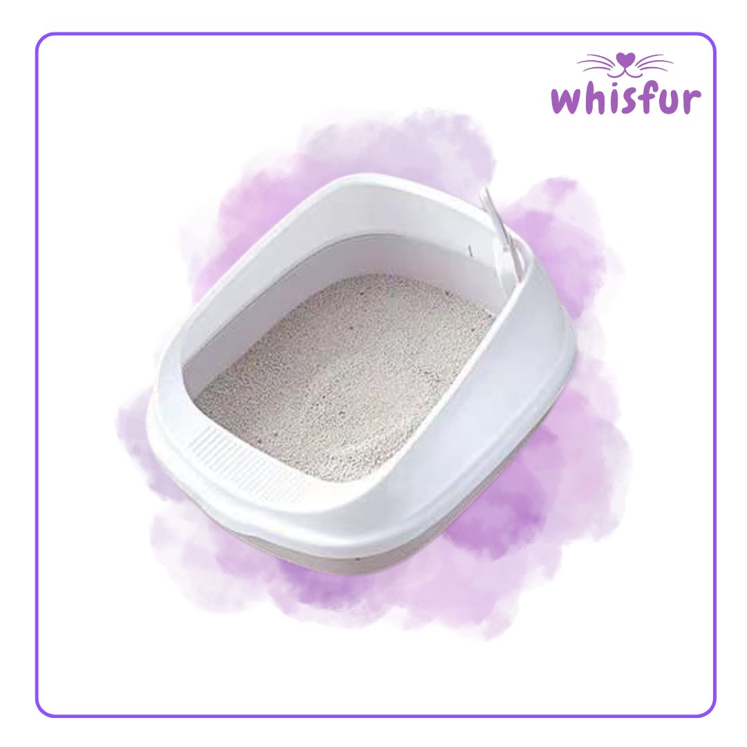 An Image of Litter Box for Cats (pc)1set highside small with the logo of Whisfur Pet Supplies at the upper right corner.