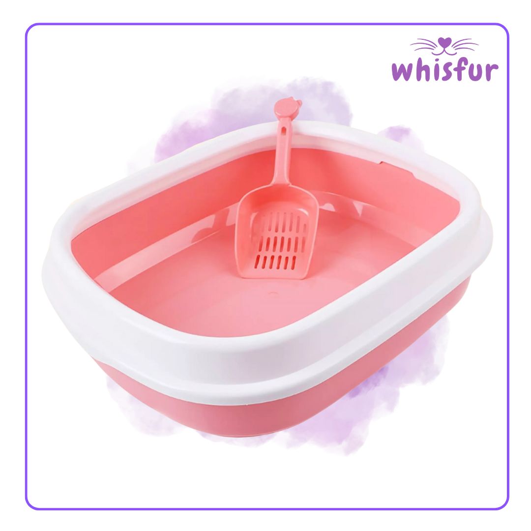 An Image of Litter Box for Cats (pc)1set large with the logo of Whisfur Pet Supplies at the upper right corner.
