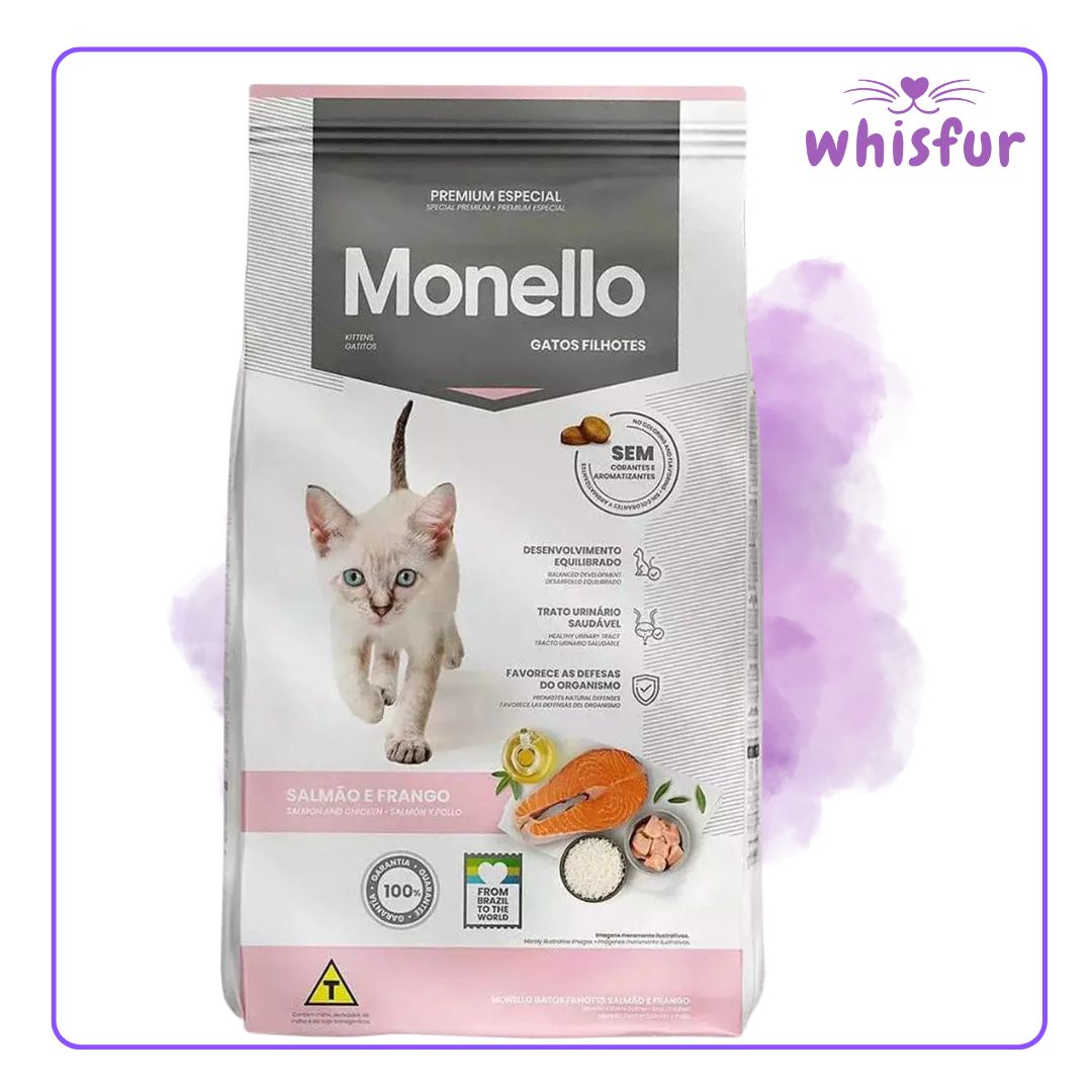 An Image of Monello Dry Food For Cats 1 Sack 10.1Kg Kitten with the logo of Whisfur Pet Supplies at the upper right corner.