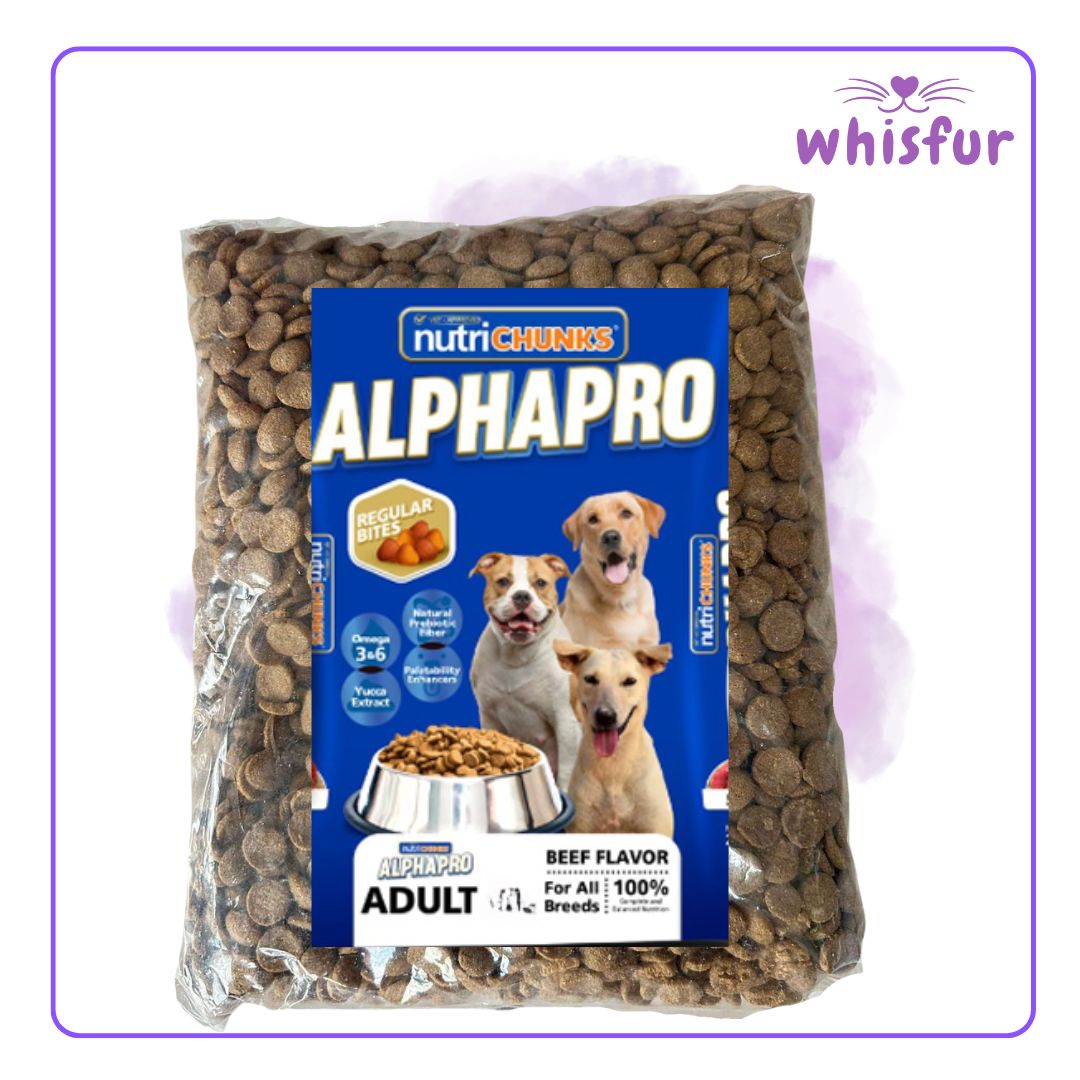 Package of NutriChunks Alphapro dog food with visible branding