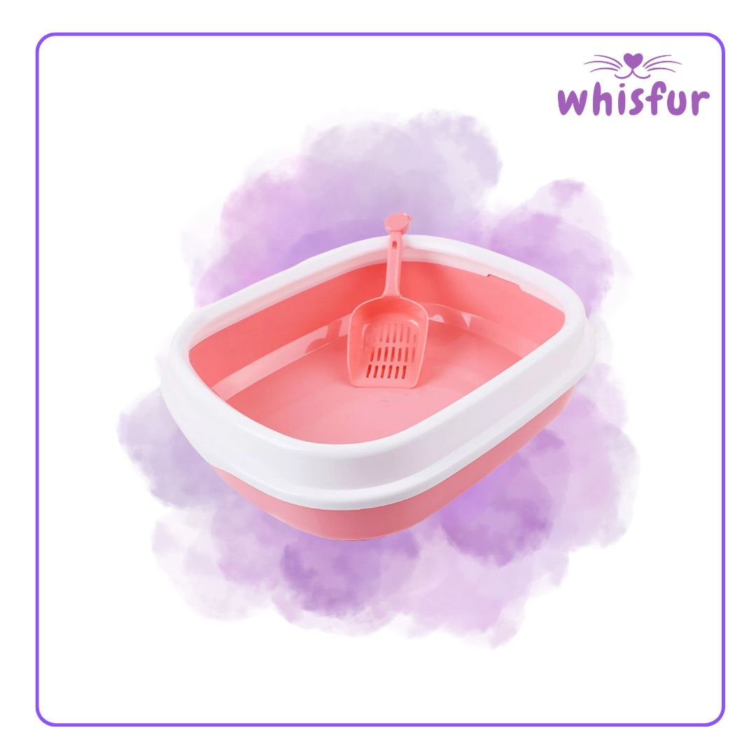 An Image of Litter Box for Cats (pc)1set small with the logo of Whisfur Pet Supplies at the upper right corner.