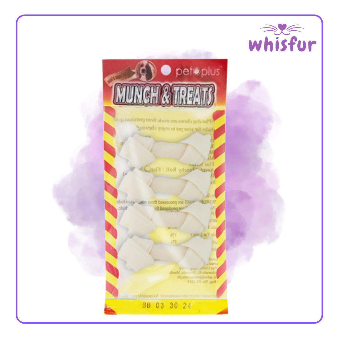 Package of Munch & Treats dog chew product with visible brand 'Whisfur'.