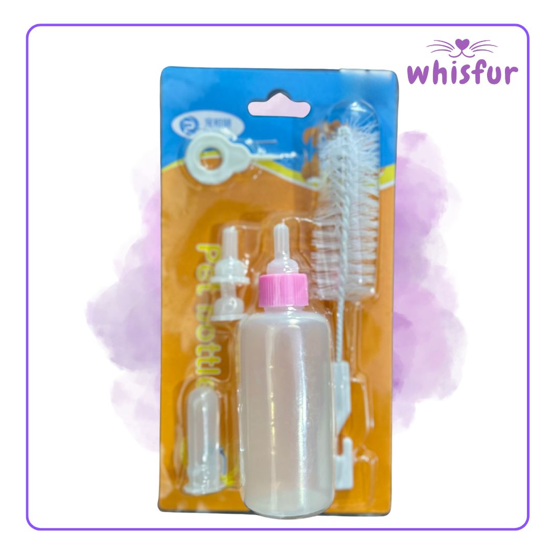 An Image of Nursing Bottle and Milk Bottle for Cats and Dogs (bottle)50ml small with the logo of Whisfur Pet Supplies at the upper right corner.